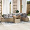 vidaXL Tuin Eetset met kussen met kussen 7 pcs Beige en Grijs