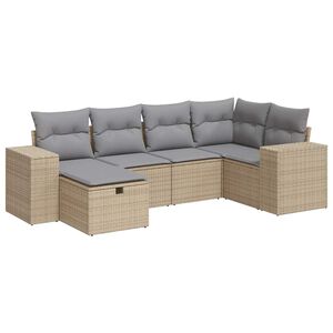 vidaXL 6-delige Loungeset met kussens poly rattan beige
