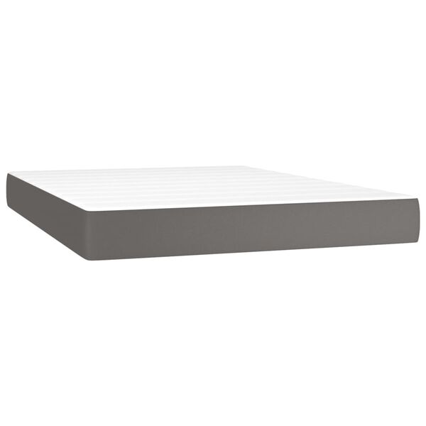 vidaXL Boxspring met matras kunstleer grijs 140x190 cm