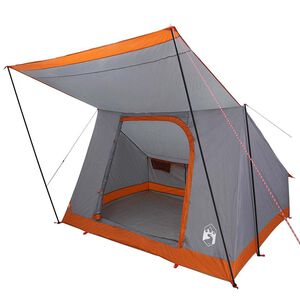 vidaXL Camping Tent 4-persoons Waterdicht Grijs en Oranje taft