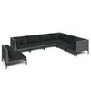 vidaXL 7-delige Loungeset met kussens poly rattan donkergrijs