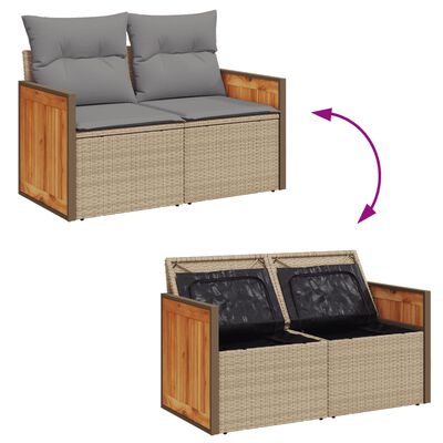 vidaXL 10-delige Loungeset met kussens poly rattan beige