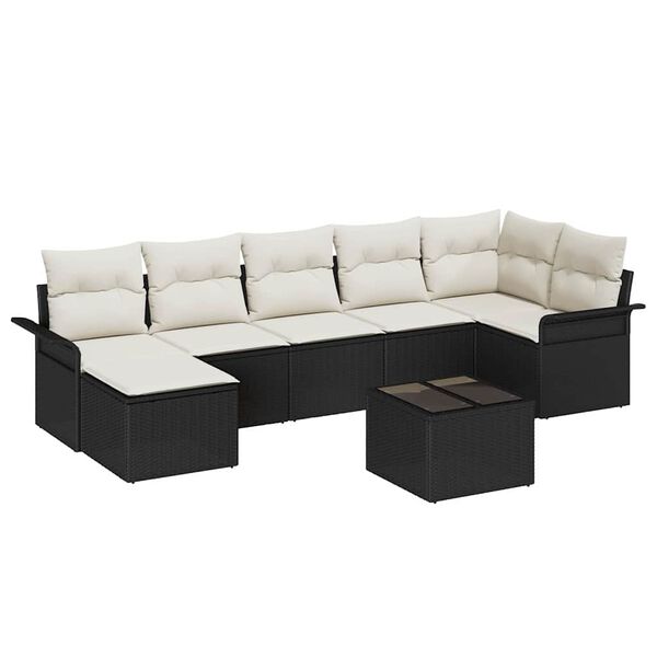 vidaXL Tuin Sofa Set met kussen 8 pcs Zwart Poly riet