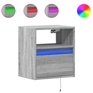 vidaXL Nachtkastje met LED's wandgemonteerd grijs sonoma eikenkleurig