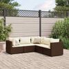 vidaXL 5-delige Loungeset met kussens poly rattan bruin