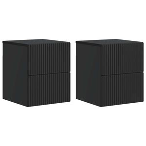 vidaXL Wandbeugel Bedkast 2 pcs Zwart 33 x 34,5 x 40 cm Bewerkt hout
