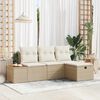 vidaXL Tuin Sofa Set met kussen 4 pcs Beige Poly riet