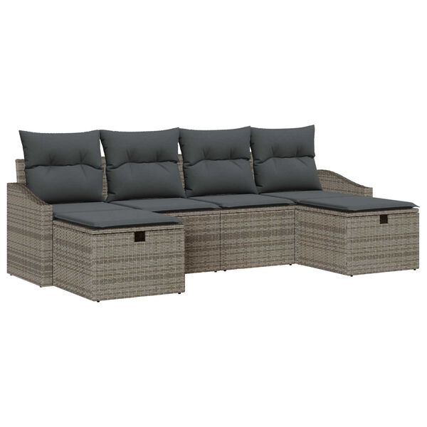 vidaXL Tuin Sofa Set met kussen met opslag 6 pcs poly rattan