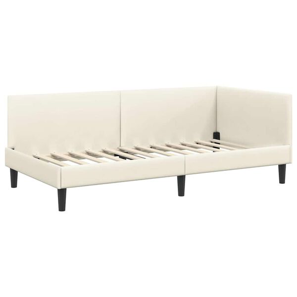 vidaXL Hoekbedframe met hoofdeinde Crème 90 cm x 200 cm Fluweel