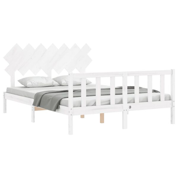 vidaXL Bedframe zonder matras massief grenenhout wit 140x190 cm