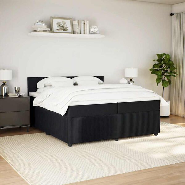 vidaXL Boxspring met matras fluweel zwart 200x200 cm