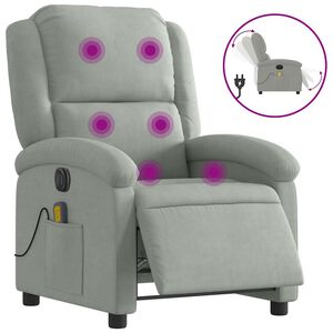 vidaXL Massagestoel elektrisch verstelbaar fluweel lichtgrijs