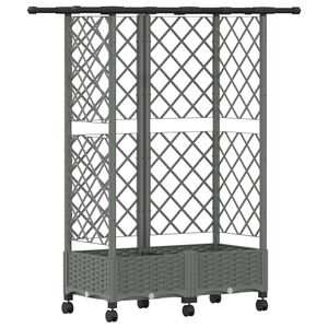 vidaXL Verhoogd Bed met Trellis en Dak Lichtgrijs 124 x 40 x 127 cm PP