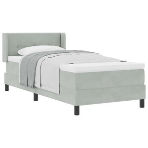 vidaXL Boxspringbed met hoofdeinde Lichtgrijs 200 x 90 cm Fluweel