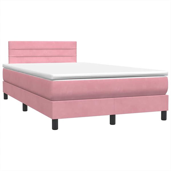 vidaXL Boxspring met matras fluweel roze 120x220 cm