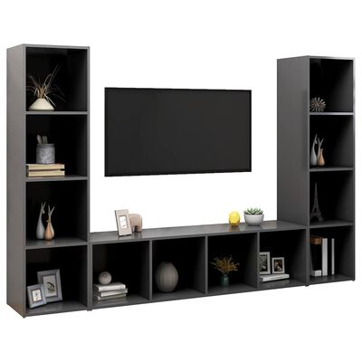 vidaXL Tv-meubelen 3 st 142,5x35x36,5 cm spaanplaat grijs