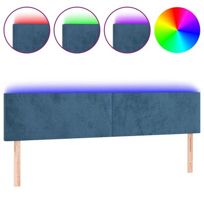 vidaXL Hoofdbord LED 180x5x78/88 cm fluweel donkerblauw