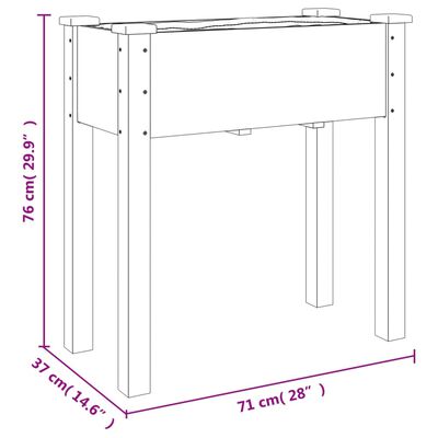 vidaXL Plantenbak met voering 71x37x76 cm massief vurenhout grijs