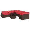 vidaXL 11-delige tuinbankset met kussens, bruin polyrotan