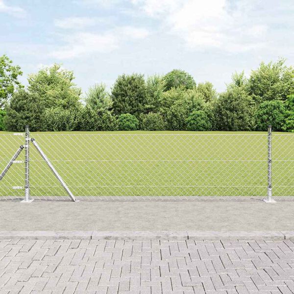 vidaXL Afrasteringspaal Zilver 25 x 0,4 m (60 x 60 mm gaas) Staal