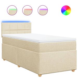 vidaXL Boxspring met matras stof cr&egrave;mekleurig 80x200 cm