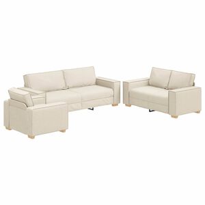 vidaXL Bankstel 3 st Beige Linnen-mix stof