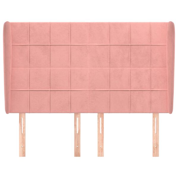 vidaXL Hoofdbord met randen 147x23x118/128 cm fluweel roze