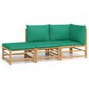 vidaXL 3-delige Loungeset met kussens bamboe groen