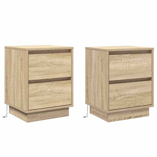 vidaXL Nachtkastje 2 pcs Sonoma Eiken 39 x 34,5 x 50 cm Bewerkt hout