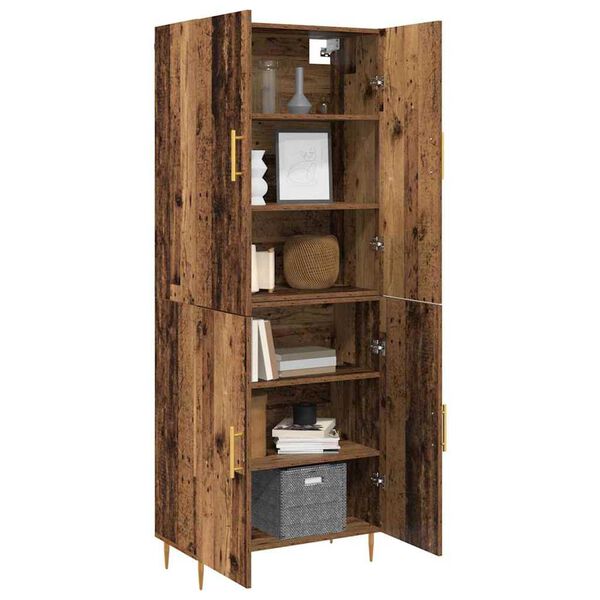 vidaXL Highboard Oud hout 69,5 x 34 x 180 cm Bewerkt hout