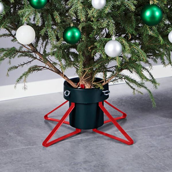 vidaXL Kerstboomstandaard 46x46x19 cm groen en rood