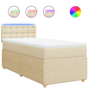 vidaXL Boxspring met matras stof cr&egrave;mekleurig 100x200 cm