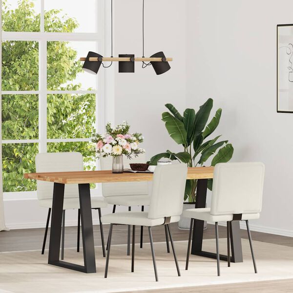 vidaXL Eetkamerstoelen 4 st fluweel cr&egrave;mekleurig