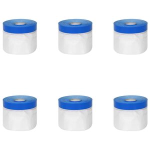 vidaXL Maskerende film met tape 6 st Transparant en Blauw 30 x 2000 cm