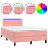 vidaXL Boxspring met matras en LED fluweel roze 120x200 cm