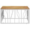 vidaXL Salontafel roestvrij staal en massief acaciahout zilverkleurig