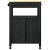 vidaXL Keuken Trolley MONZA Zwart 60 x 40 x 88,5 cm Massief Vurenhout