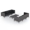 vidaXL 7-delige Loungeset met kussens poly rattan donkergrijs