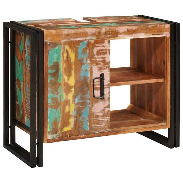 vidaXL Wastafelkast Multikleur 71 x 33 x 58 cm Massief Gerecycled Hout