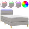 vidaXL Boxspring met matras en LED stof lichtgrijs 90x190 cm
