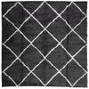 vidaXL Vloerkleed PAMPLONA shaggy hoogpolig 120x120 cm zwart en cr&egrave;me