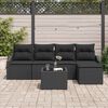 vidaXL Bankstel met kussen met opslag 6 pcs Zwart poly rattan