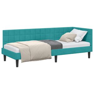 vidaXL Hoekbedframe met hoofdeinde Turquoise 80 cm x 200 cm Fluweel