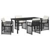 vidaXL Tuin eettafelset 5 pcs Zwart poly rattan