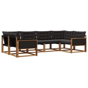 vidaXL Buiten bankenset met kussen 6 pcs Naturel en Zwart