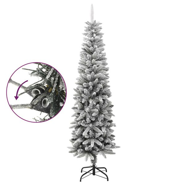 vidaXL Kunstkerstboom met sneeuw smal 210 cm PVC en PE