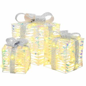 vidaXL Cadeau Doos met 60 LED 3 pcs Warmwit 20 x 20 x 20 cm PET