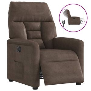 vidaXL Fauteuil verstelbaar elektrisch microvezelstof bruin
