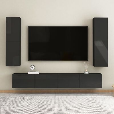 vidaXL Tv-meubel 30,5x30x110 cm spaanplaat hoogglans zwart