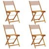vidaXL Klapstoelen set van 4, taupekleurige stof en massief hout.